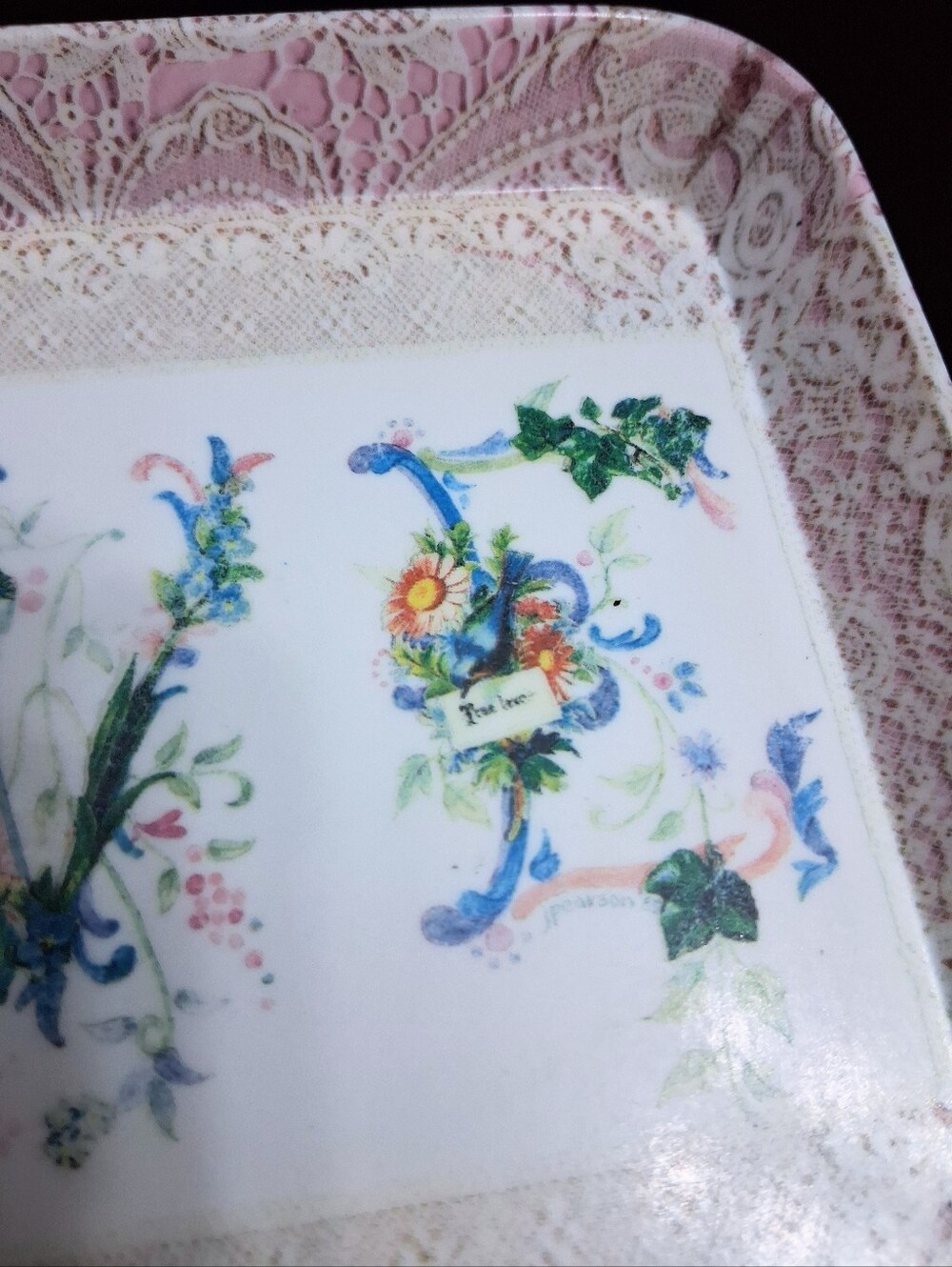 Vintage Style Victorian / Edwardian LOVE Trinket Dish Jewelry Tray - Picture 7 of 14